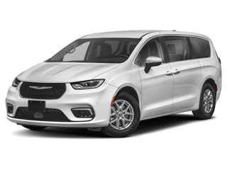 white 2023 chrysler pacifica front left angle view