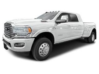white 2024 ram 3500 truck front left angle view