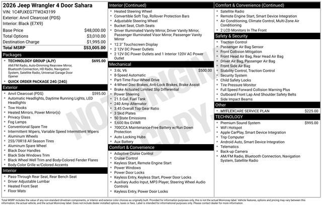 2026 Jeep Wrangler WRANGLER 4-DOOR SAHARA