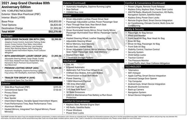 2021 Jeep Grand Cherokee 80th Anniversary 4x4