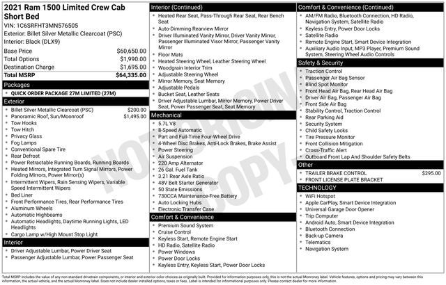 2021 RAM 1500 Limited Crew Cab 4x4 5'7' Box