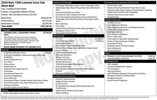 2026 RAM Ram 1500 RAM 1500 LARAMIE CREW CAB 4X4 5'7' BOX