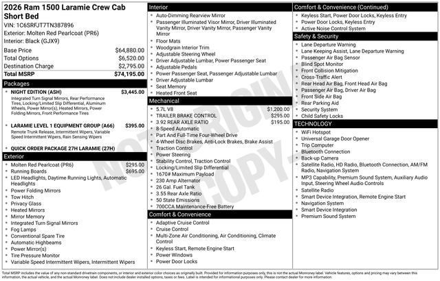 2026 RAM Ram 1500 RAM 1500 LARAMIE CREW CAB 4X4 5'7' BOX