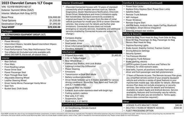 2023 Chevrolet Camaro RWD Coupe 1LT