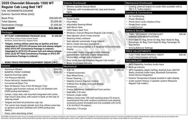 2020 Chevrolet Silverado 1500 2WD Regular Cab Long Bed WT
