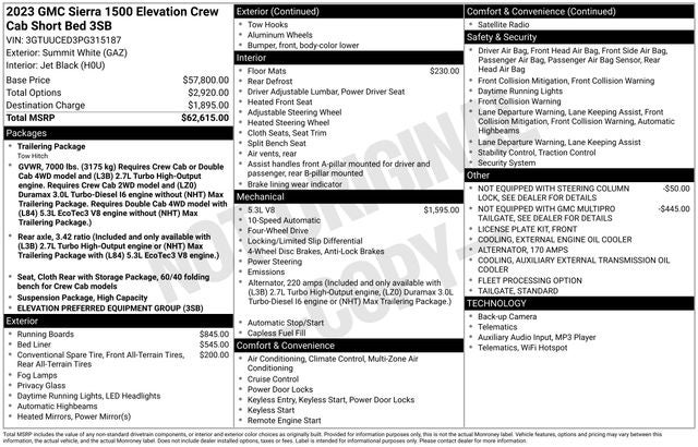 2023 GMC Sierra 1500 4WD Crew Cab Short Box Elevation with 3SB