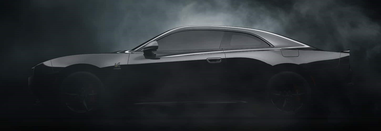 Dodge Charger parked in a dark, smokey room